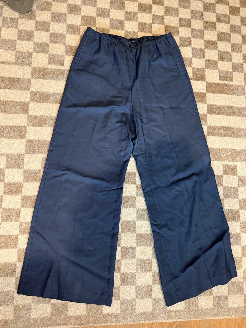 J. Crew Navy Wide-Leg Pull-On Trousers